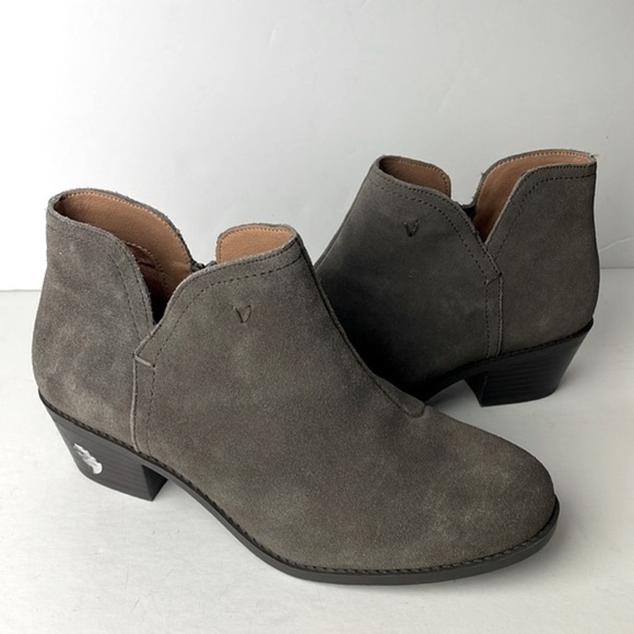 Vionic Liv Gray Suede Ankle Boots - Picture 1 of 9